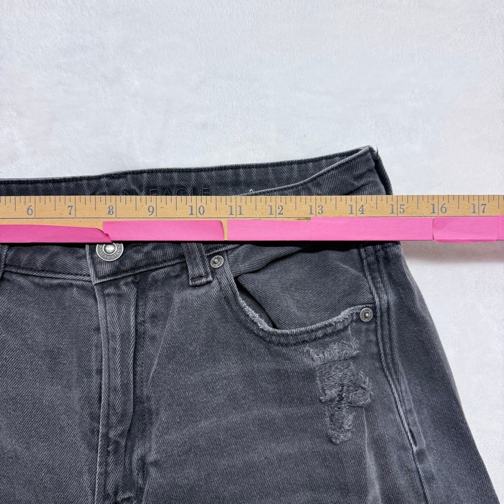 American Eagle Women Distressed Black Straight Leg Jeans‎ Size 10 - Picture 3 of 8